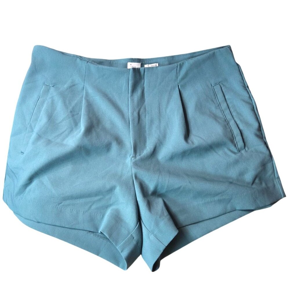 A New Day Turquoise Blue High Rise Tailored Stretch Shorts Juniors Size 17